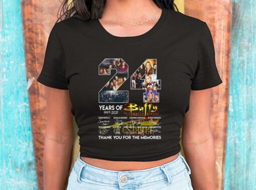 24 Years Of 1997 2021 Buffy The Vampire Slayer Signatures Thank You For The Memories Shirt, Buffy The Vampire Slayer For Men Shirt 2