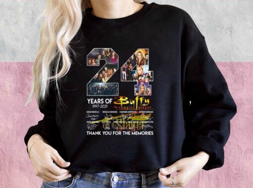 24 Years Of 1997 2021 Buffy The Vampire Slayer Signatures Thank You For The Memories Shirt, Buffy The Vampire Slayer For Men Shirt 3
