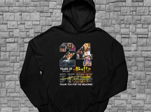 24 Years Of 1997 2021 Buffy The Vampire Slayer Signatures Thank You For The Memories Shirt, Buffy The Vampire Slayer For Men Shirt 4