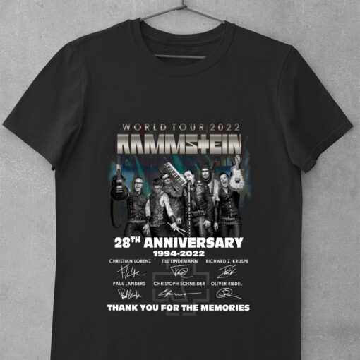 Premium 28th anniversary 1994-2022 Rammstein World Tour 2022 thank you for the memories signatures shirt 1