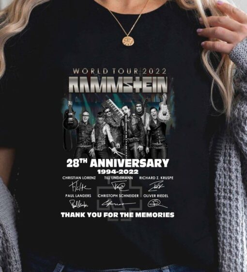 Premium 28th anniversary 1994-2022 Rammstein World Tour 2022 thank you for the memories signatures shirt 2