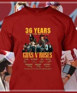 Awesome 36 Years Guns N Roses Thank You For The Memories Axl Rose Slash Signatures Shirt 7