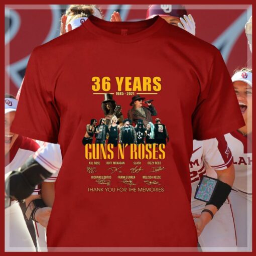 Awesome 36 Years Guns N Roses Thank You For The Memories Axl Rose Slash Signatures Shirt 4