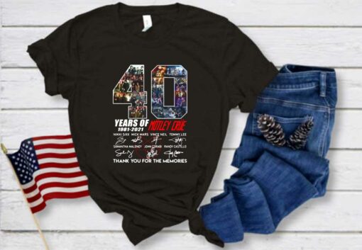 40 Years Of 1981 2021 Motley Crue Thank You For The Memories Signatures Shirt, 40 Years Motley Crue Shirt 1