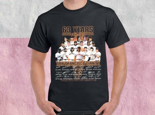 63 Years 1958-2021 San Francisco Giants Thank You For The Memories Shirt, San Francisco Giants For Men Shirt 1