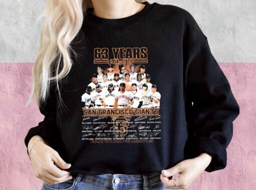 63 Years 1958-2021 San Francisco Giants Thank You For The Memories Shirt, San Francisco Giants For Men Shirt 3