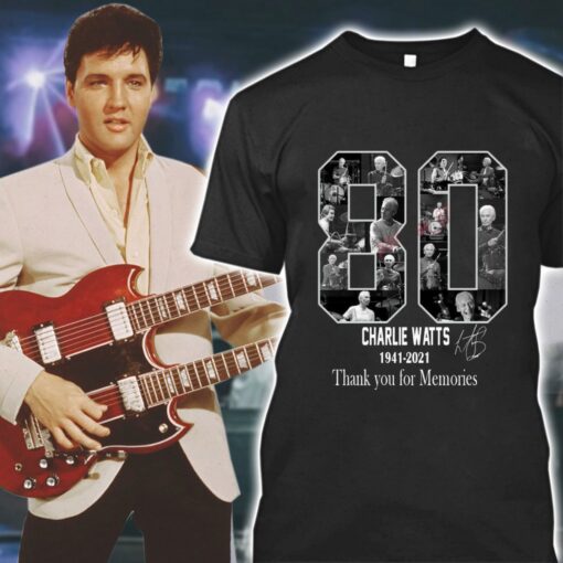 Funny 80 Charlie Watts Drummer 1941-2021 R.I.P Thank You For Memories shirt 1