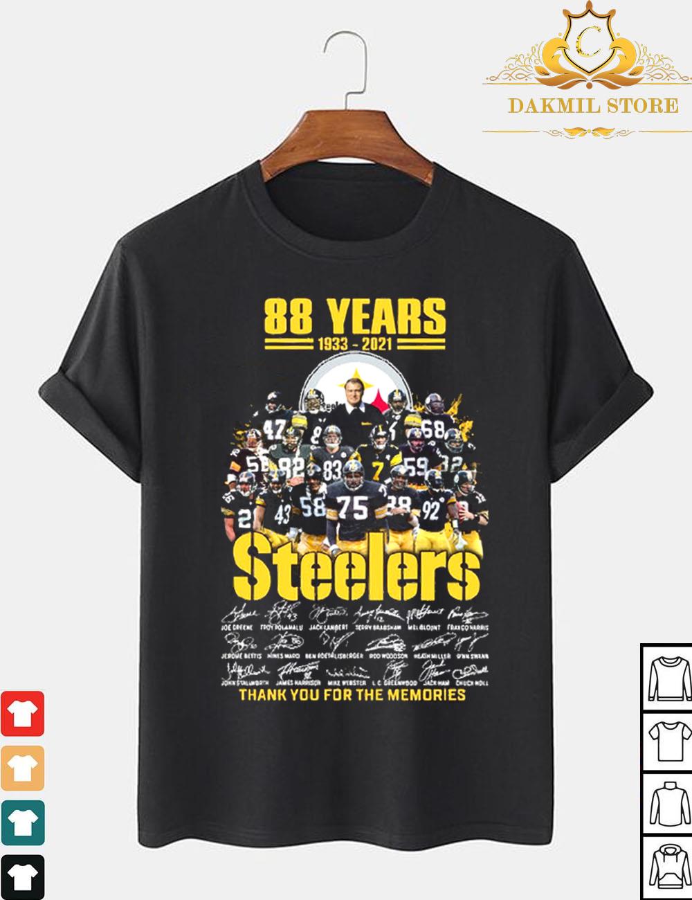 88 Years 1933-2021 Steelers Thank You For The Memories signature shirt