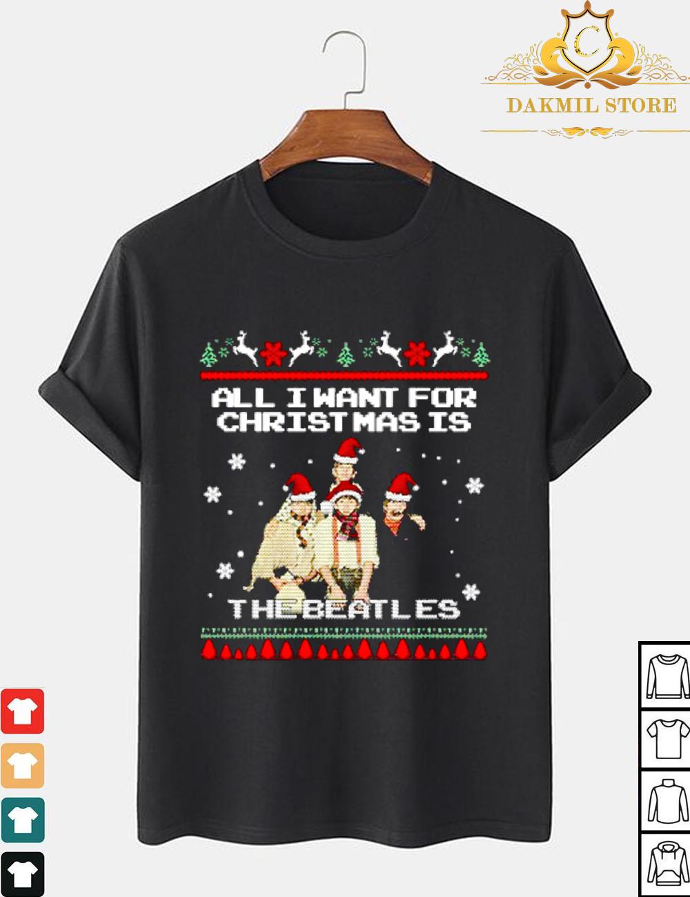 All I Want For Christmas is The Beatles Shirt,Chrismas The Beatles Short Sleeve Cotton T-Shirt