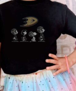 Anaheim Ducks Walking Shirt, The Peanut Character Charlie Brown And Snoopy Walking With Anaheim Ducks Logo Baseball Shirt 7