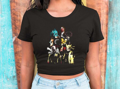 Anime Legends Goku Naruto Natsu Luffy Saitama Shirt, Mashup Goku Naruto Natsu Luffy Saitama For Men Shirt 2