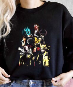 Anime Legends Goku Naruto Natsu Luffy Saitama Shirt, Mashup Goku Naruto Natsu Luffy Saitama For Men Shirt 6