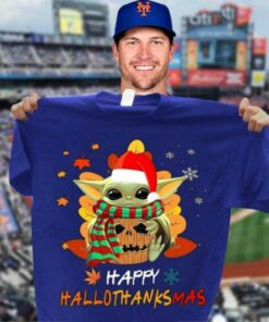 Best Baby Yoda Happy HalloThankMas Halloween Thanksgiving Christmas Shirt 6