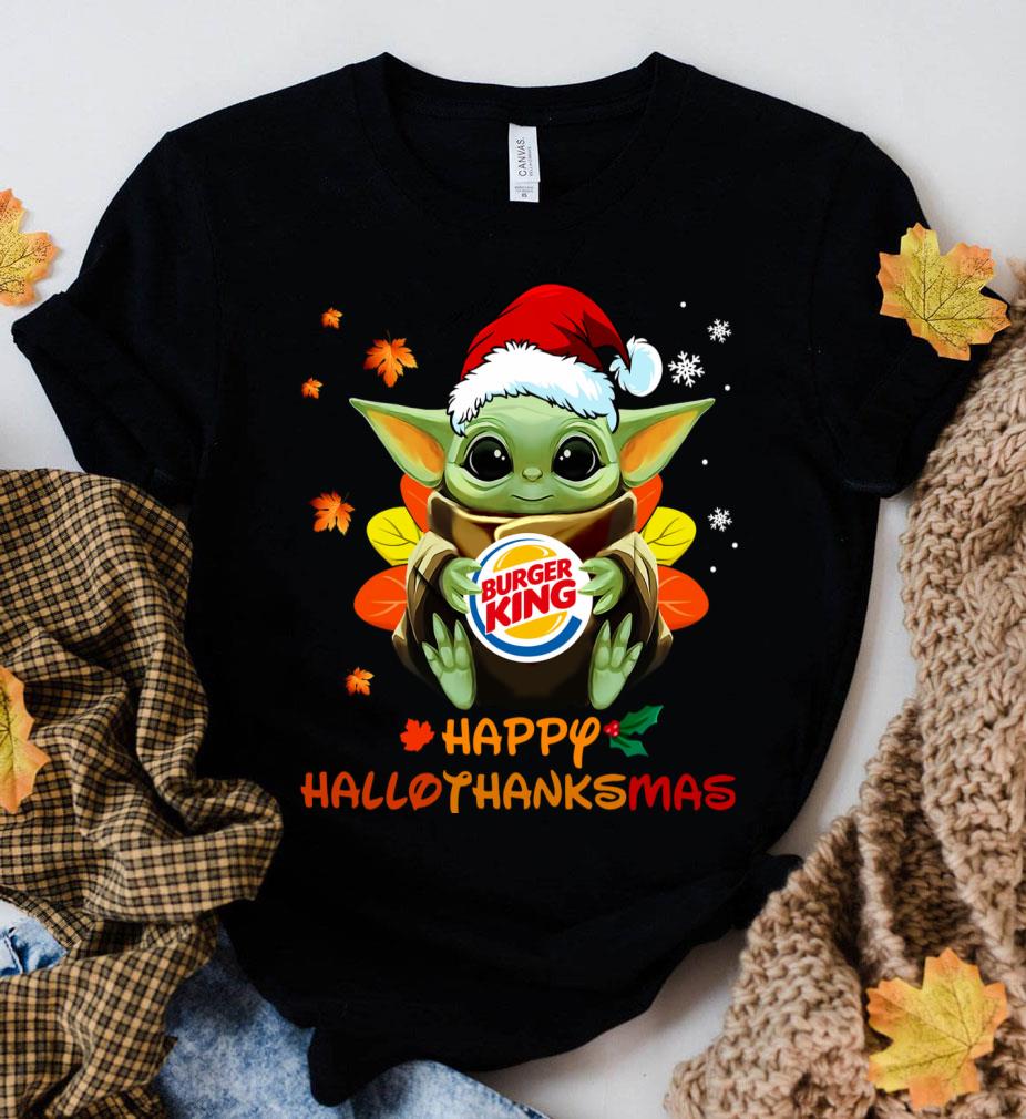 Official Baby Yoda Mashup Burger King Happy HalloThanksMas Shirt, Halloween, Thanksgiving, Christmas 3 Trending fashion news Baby Yoda Mashup Burger King Happy HalloThanksMas Shirt, Halloween, Thanksgiving, Christmas