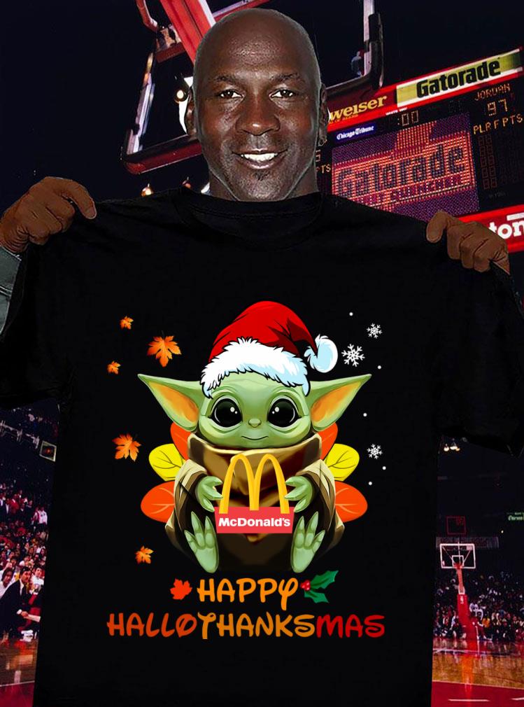 Baby Yoda Mashup Mc Donald's Happy HalloThanksMas Shirt, Halloween, Thanksgiving, Christmas