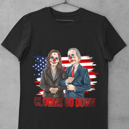 Best Biden Harris Clowns Go Down American Flag Halloween Shirt 1
