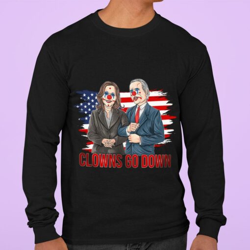 Best Biden Harris Clowns Go Down American Flag Halloween Shirt 3