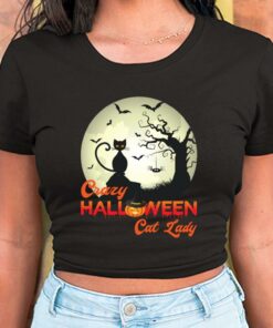 Black Cat Halloween Shirt, Crazy Halloween Cat Lady Shirt, Cat Lady Halloween For Men Shirt 5