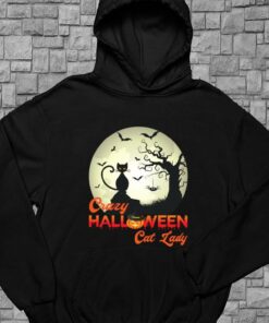 Black Cat Halloween Shirt, Crazy Halloween Cat Lady Shirt, Cat Lady Halloween For Men Shirt 7