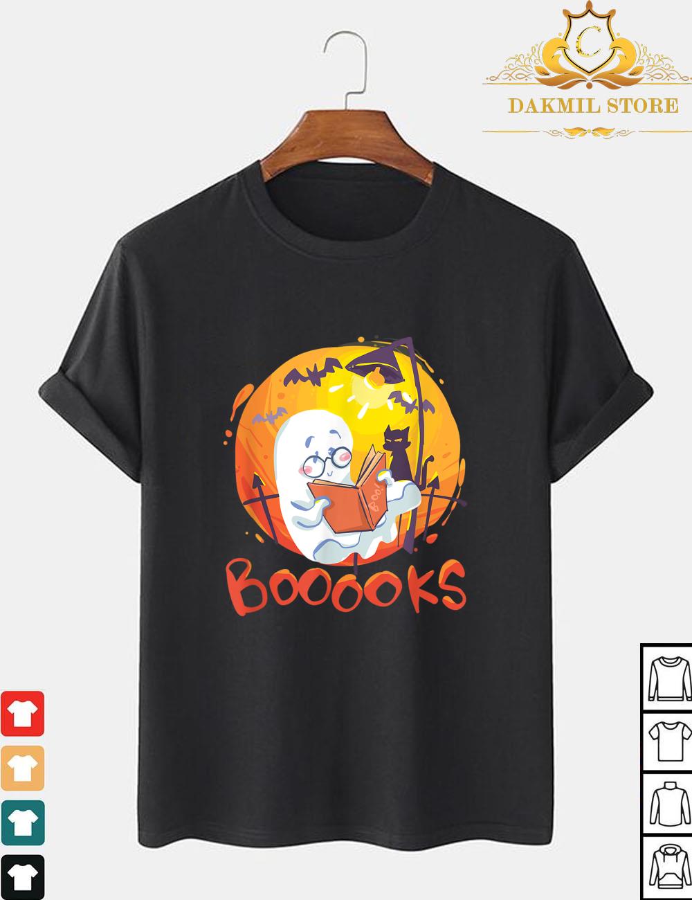 Booooks Ghost Funny Halloween Book Lover Library Reading Shirt