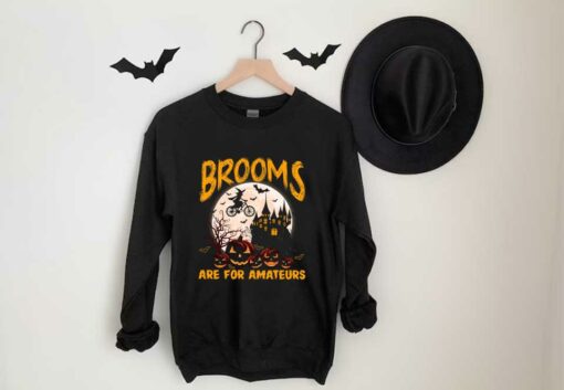 Brooms Are For Amateurs Witch Riding Bike Cycling Halloween Shirt, Brooms Are For Amteurs Witch Bike Shirt 3