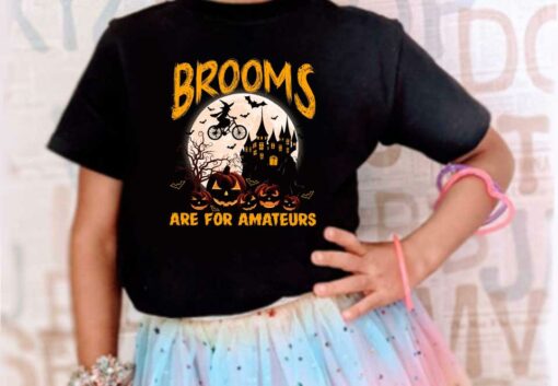 Brooms Are For Amateurs Witch Riding Bike Cycling Halloween Shirt, Brooms Are For Amteurs Witch Bike Shirt 4