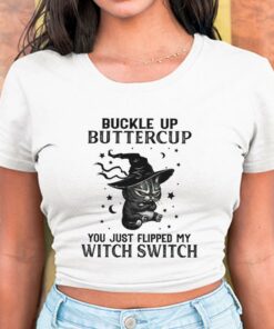Buckle Up Buttercup You Just Flipped My Witch Switch Shirt, Halloween Cat For Men Shirt 5