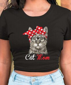 Cat Mom Shirt, For Cat Lovers Mothers Day Shirt, Cat With Bow For Men Shirt 5