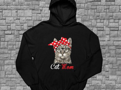 Cat Mom Shirt, For Cat Lovers Mothers Day Shirt, Cat With Bow For Men Shirt 4