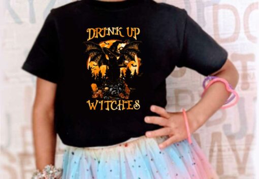 Cat Witch Dragon Moon Pumpkins Skull Halloween Shirt, Cat Dragon Drink Up Shirt 4