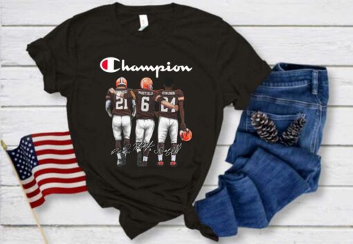 Champion Cleveland Browns Best Player Signatures Shirt, Logo Champion Cleveland Browns Mayfield Ward Chubb Shirt 1