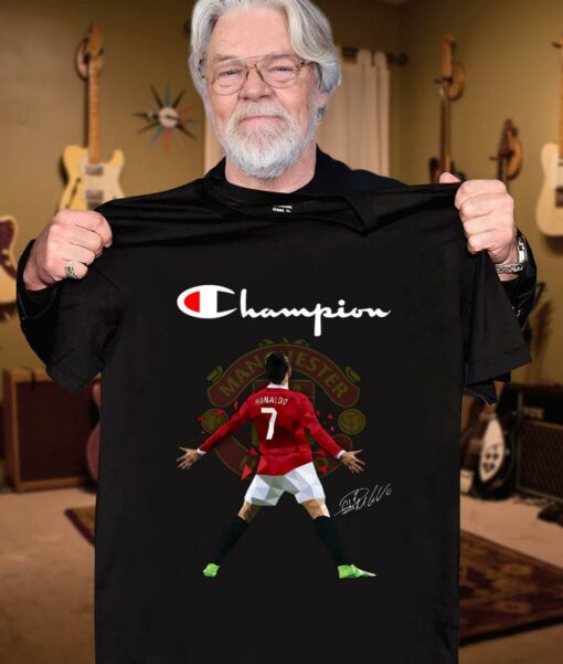 Hot Champion Cristiano Ronaldo Manchester United Signature Shirt 3