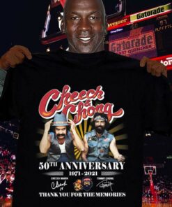 Best Cheech & Chong 50th anniversary 1971-2021 Cheech Marin Tommy Chong Signatures Thank You For The Memories Shirt 6