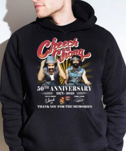 Best Cheech & Chong 50th anniversary 1971-2021 Cheech Marin Tommy Chong Signatures Thank You For The Memories Shirt 7