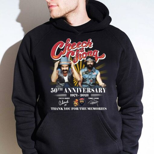 Best Cheech & Chong 50th anniversary 1971-2021 Cheech Marin Tommy Chong Signatures Thank You For The Memories Shirt 4