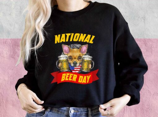 Chihuahua National Beer Day American Flag Shirt, Chihuahua For Men Shirt 3
