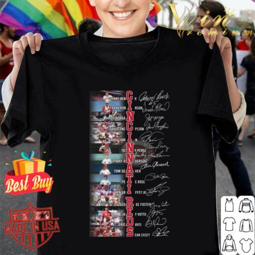 Hot Cincinnati Reds best players signatures shirt, Johnny Bench, Frank Robinson, Joey Votto, Barry Larkin 1