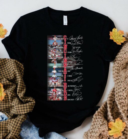Hot Cincinnati Reds best players signatures shirt, Johnny Bench, Frank Robinson, Joey Votto, Barry Larkin 2