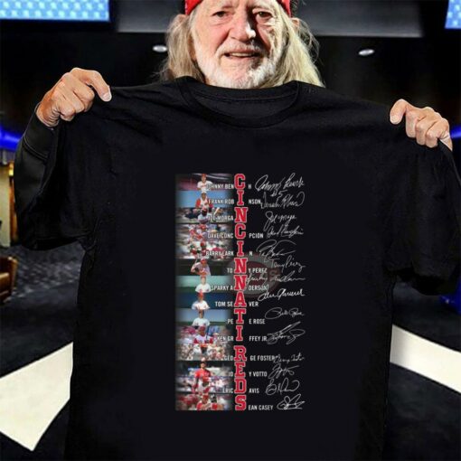 Hot Cincinnati Reds best players signatures shirt, Johnny Bench, Frank Robinson, Joey Votto, Barry Larkin 3
