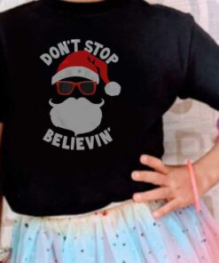 Cool Santa Claus Christmas Shirt, Don't Stop Believing Cool Shades Santa Christmas Shirt 7