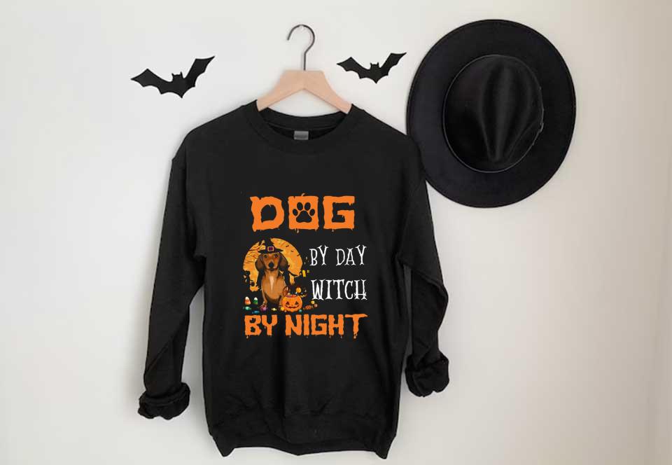 Dachshund Day By Day Witch Shirt, Dachshund Dog By Day Witch By Night Halloween Shirt Dachshund Day By Day Witch Shirt, Dachshund Dog By Day Witch By Night Halloween Shirt 3