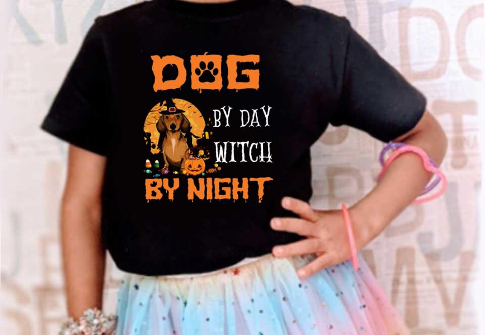 Dachshund Day By Day Witch Shirt, Dachshund Dog By Day Witch By Night Halloween Shirt Dachshund Day By Day Witch Shirt, Dachshund Dog By Day Witch By Night Halloween Shirt 4