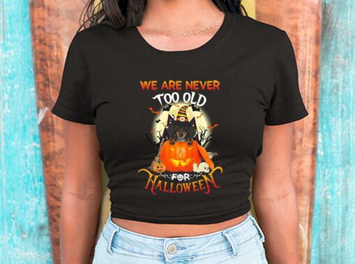 Dachshund Witch Pumpkin We Are Never Too Old For Halloween Shirt, Dachshund Halloween For Men Shirt 2