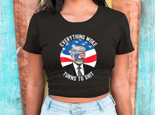 Donald Trump Everything Woke Turns To Shit Us Flag Shirt, Everything Woke Turns To Shit For Men Shirt 2