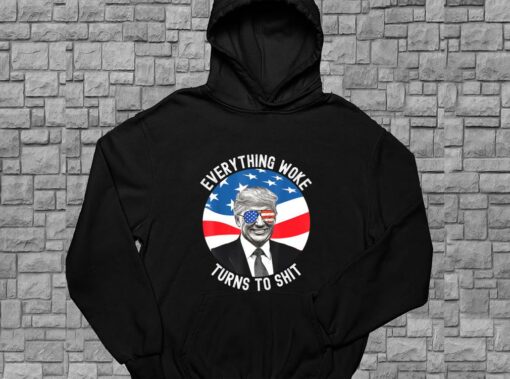 Donald Trump Everything Woke Turns To Shit Us Flag Shirt, Everything Woke Turns To Shit For Men Shirt 4