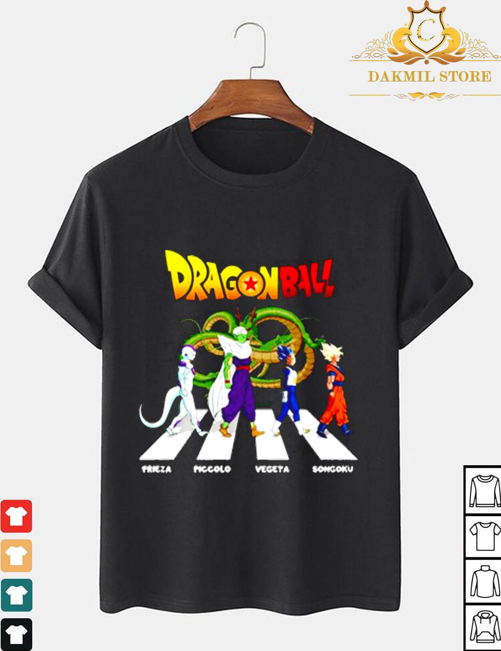 Dragon Ball characters mashup The Beatles Abbey Road shirt