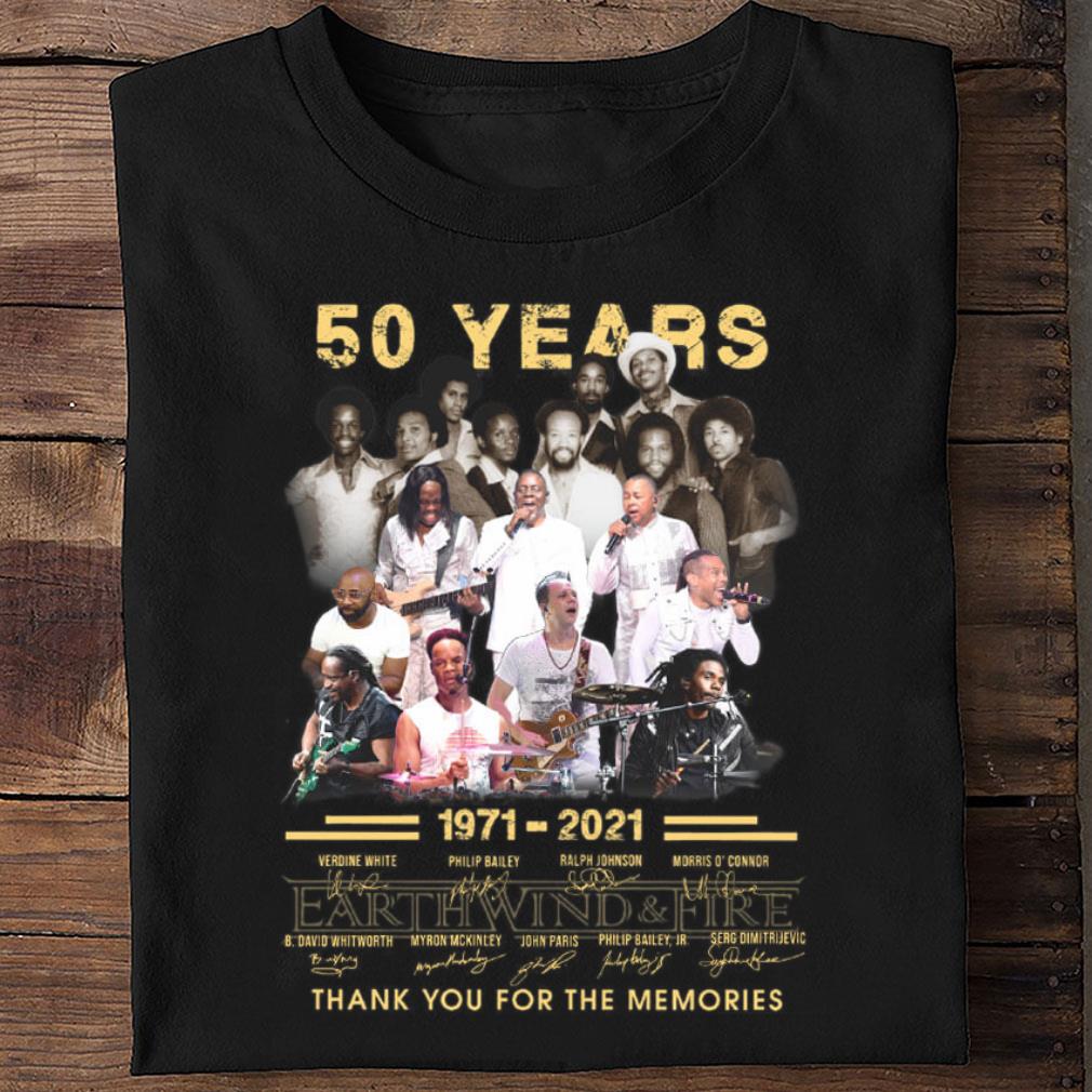 Hot Earth Wind & Fire EWF 50 years 1971-2021 thank you for the memories signatures shirt 3 Trending fashion news Earth Wind & Fire EWF 50 years 1971-2021 thank you for the memories signatures shirt