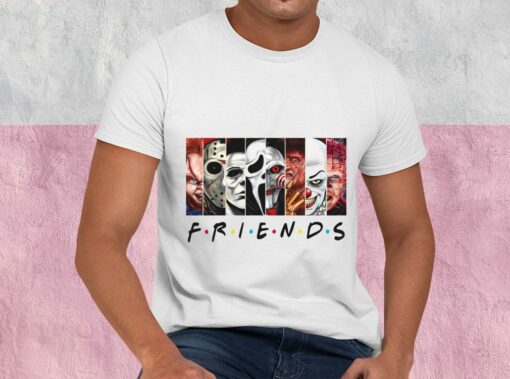 Friends Horror Characters Shirt, Horror Movie Killers Shirt, Happy Halloween Shirt, Halloween Gifts For Men Shirt 1