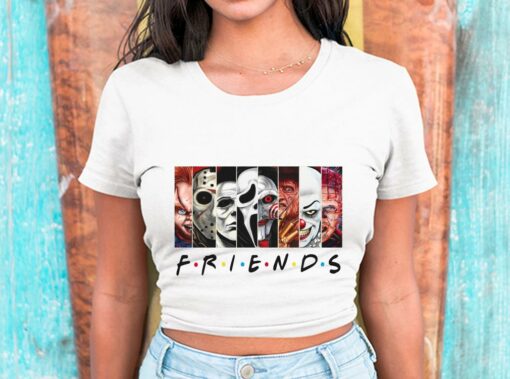 Friends Horror Characters Shirt, Horror Movie Killers Shirt, Happy Halloween Shirt, Halloween Gifts For Men Shirt 2