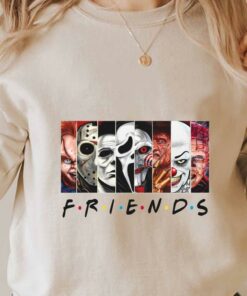 Friends Horror Characters Shirt, Horror Movie Killers Shirt, Happy Halloween Shirt, Halloween Gifts For Men Shirt 6